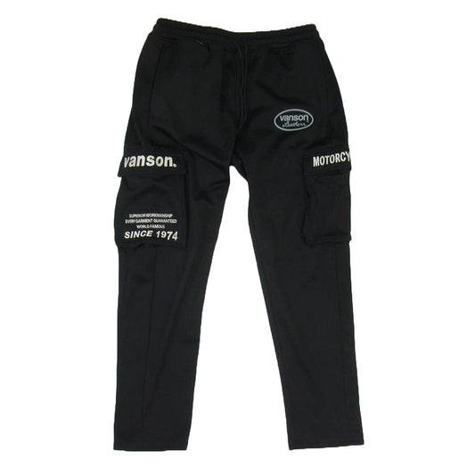 VANSON バンソン ボンディング ストレッチ パンツ ブラック系 XL【中古】