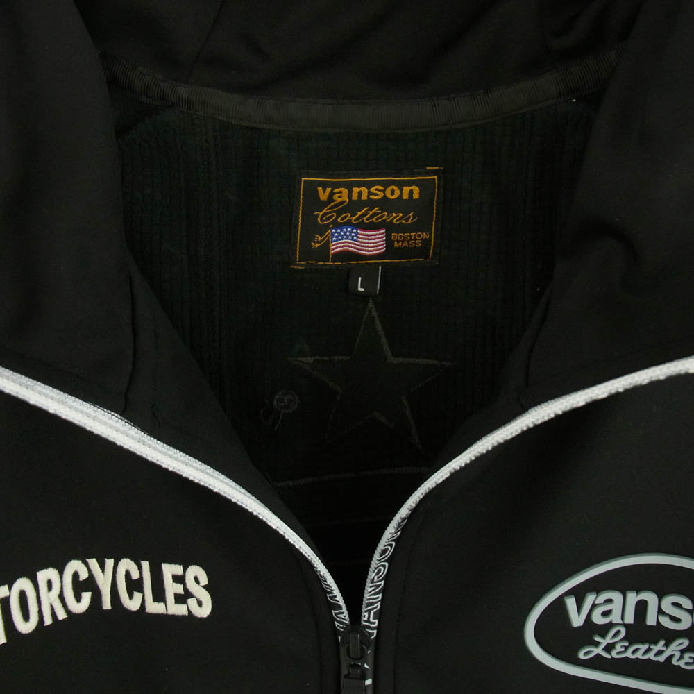 VANSON バンソン ボンディング ストレッチ F/Z パーカー ジャケット ブラック系 L【中古】