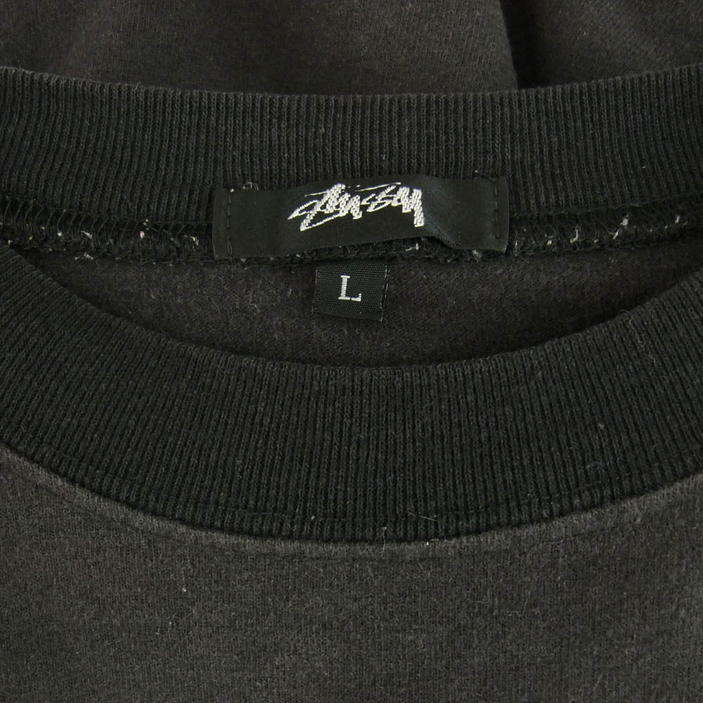 STUSSY ステューシー 90s USA製 OLD アメリカ製 黒タグ KING SIZE ポケット ロゴ Tシャツ グレー系 L【中古】