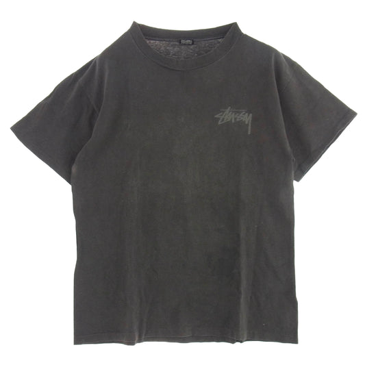 STUSSY ステューシー 80s USA製 OLD アメリカ製 オールド 黒タグ 初期 ドラゴン バック プリント 半袖 Tシャツ グレー系 XL【中古】