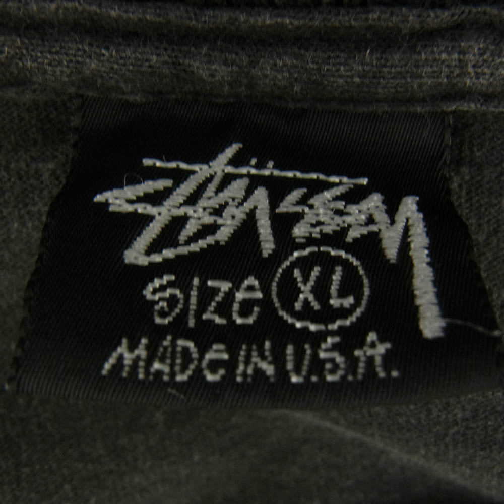 STUSSY ステューシー 80s USA製 OLD アメリカ製 オールド 黒タグ 初期 ドラゴン バック プリント 半袖 Tシャツ グレー系 XL【中古】