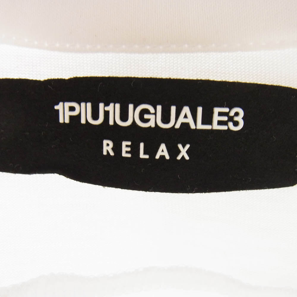1piu1uguale3 ウノピュウノウグァーレトレ RELAX リラックス 筆記体ロゴワッペン クルーネック 半袖 Tシャツ ホワイト系 L【中古】