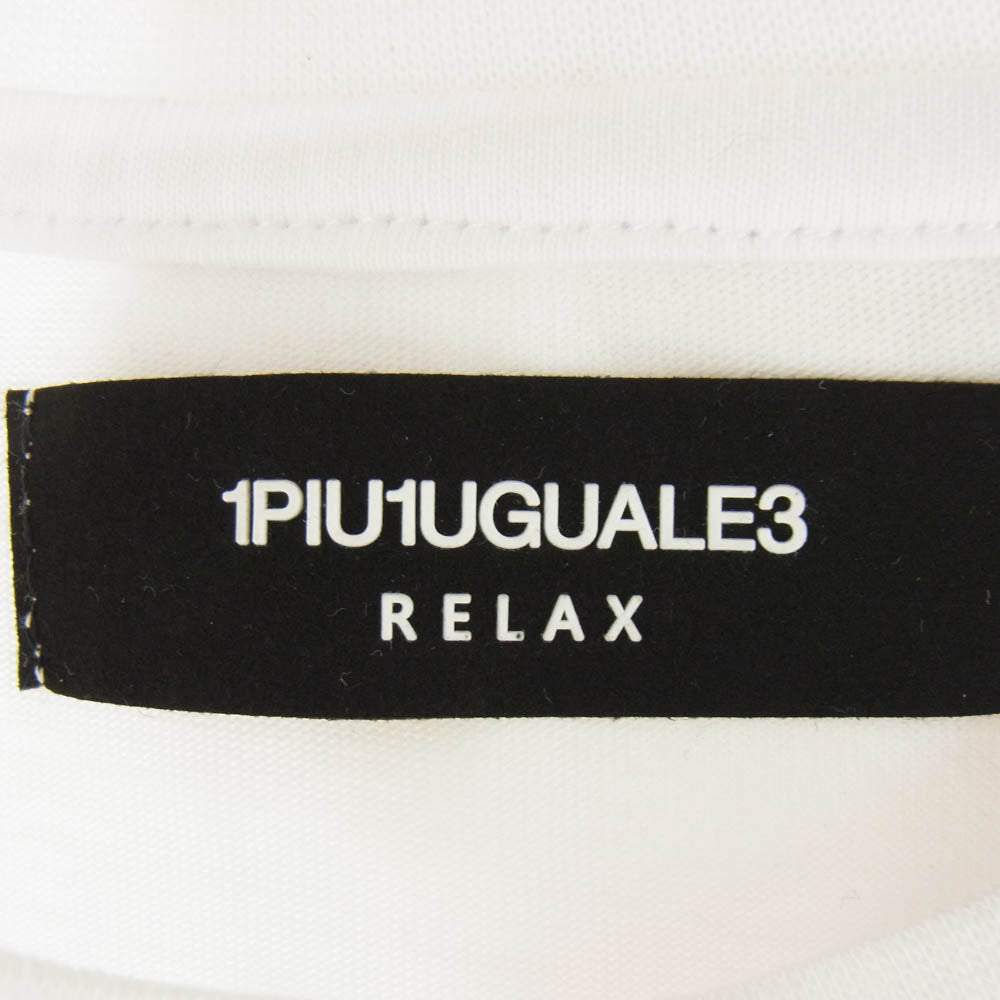 1piu1uguale3 ウノピュウノウグァーレトレ RELAX リラックス 筆記体ロゴ ラインストーン クルーネック 半袖 Tシャツ ホワイト系 XXL【中古】