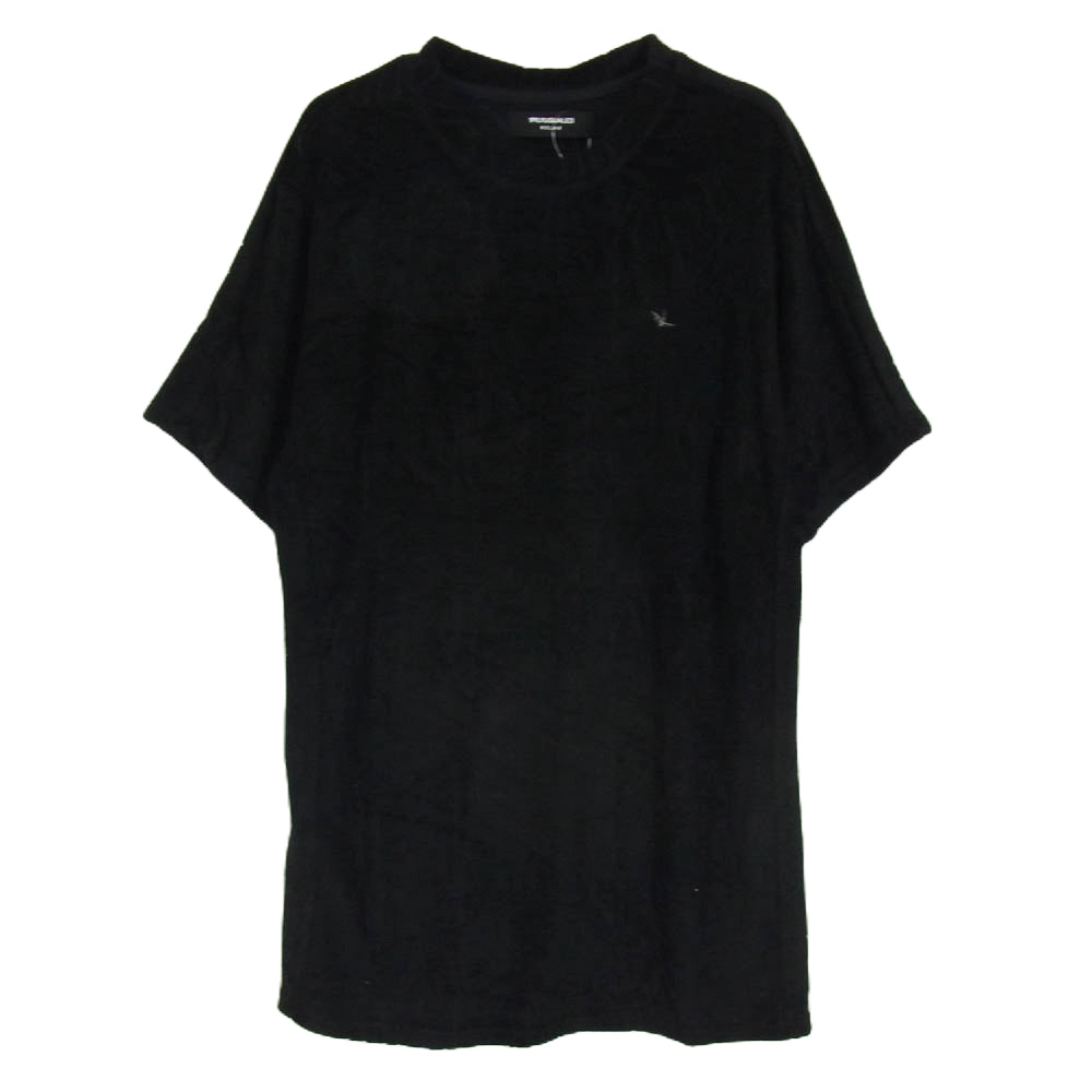 1piu1uguale3 ウノピュウノウグァーレトレ RELAX リラックス ロゴパイル地 半袖 Tシャツ ブラック系 XXL【中古】