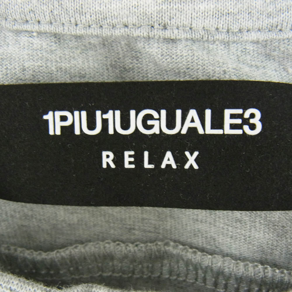 1piu1uguale3 ウノピュウノウグァーレトレ RELAX リラックス ロゴ ラインストーン クルーネック 半袖 Tシャツ グレー グレー系 XL【中古】