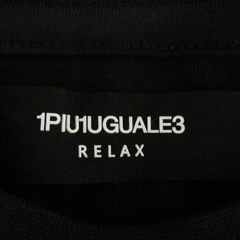1piu1uguale3 ウノピュウノウグァーレトレ 113RLX RELAX リラックス ラインストーン 折り鶴刺繍 クルーネック 半袖 Tシャツ ブラック系 XL【中古】