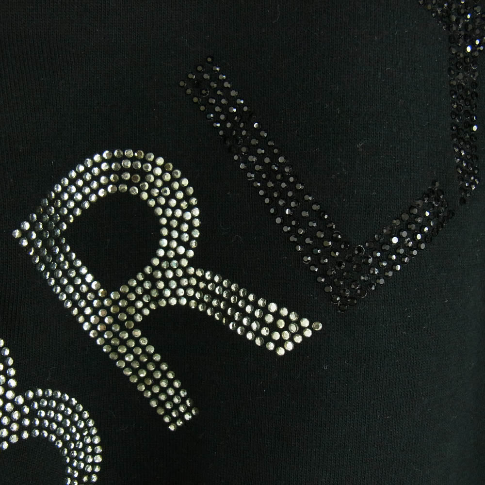 1piu1uguale3 ウノピュウノウグァーレトレ 113RLX RELAX リラックス ラインストーン 折り鶴刺繍 クルーネック 半袖 Tシャツ ブラック系 XL【中古】