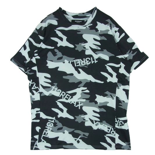 1piu1uguale3 ウノピュウノウグァーレトレ UST-23032 RELAX リラックス カモフラ柄 ラッシュガード 半袖 Tシャツ ブラック系 ホワイト系 グレー系 XL【美品】【中古】