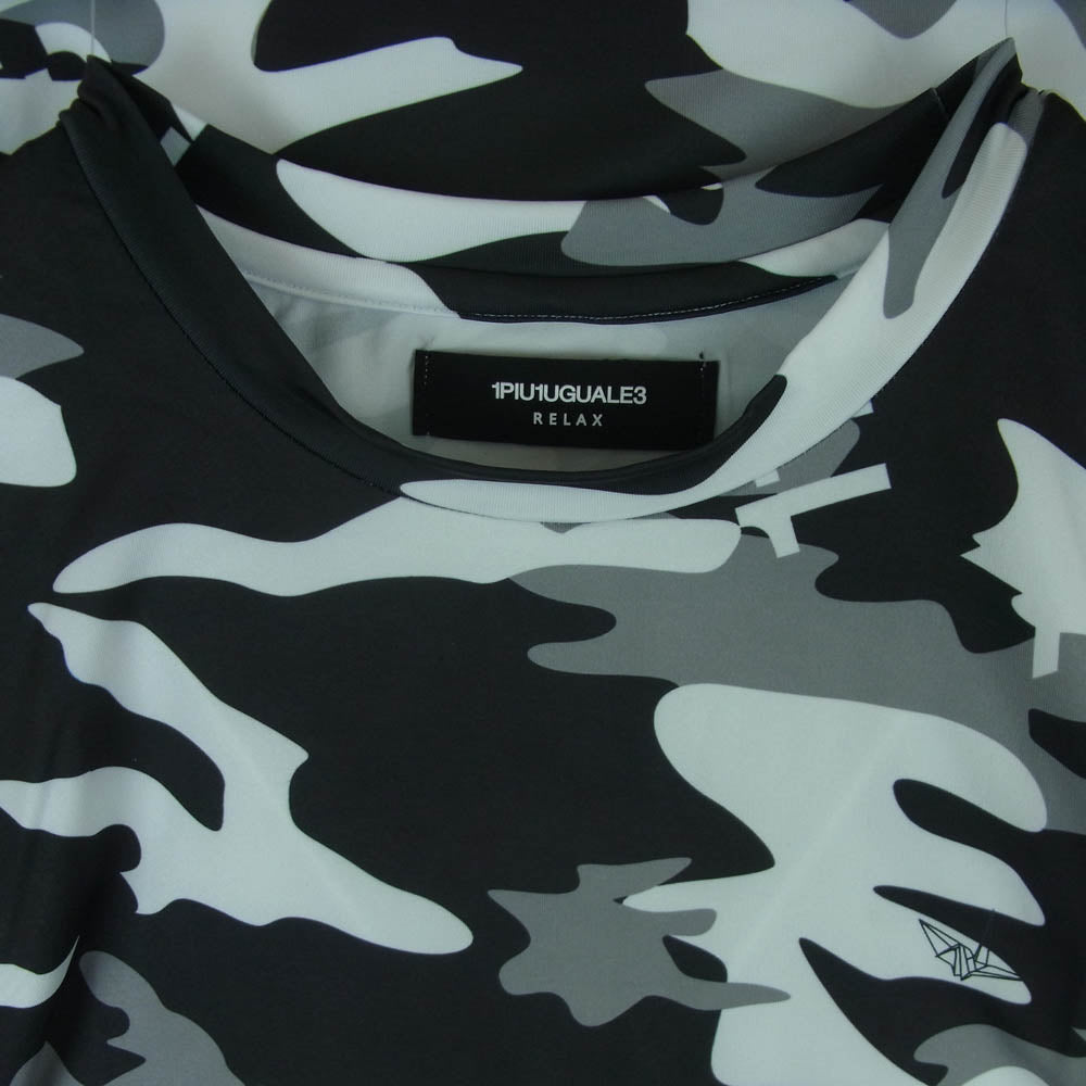 1piu1uguale3 ウノピュウノウグァーレトレ UST-23032 RELAX リラックス カモフラ柄 ラッシュガード 半袖 Tシャツ ブラック系 ホワイト系 グレー系 XL【美品】【中古】
