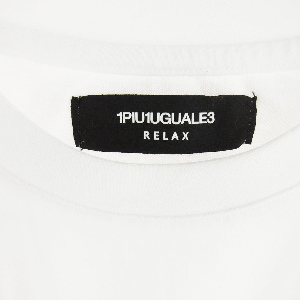 1piu1uguale3 ウノピュウノウグァーレトレ RELAX リラックス レインボーカラーパイルロゴ クルーネック Tシャツ ホワイト系 XL【中古】