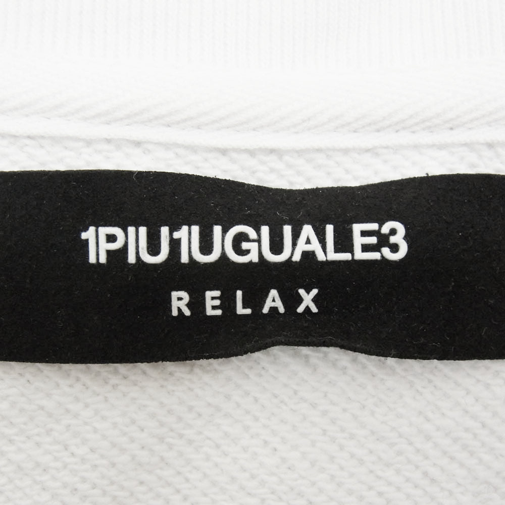 1piu1uguale3 ウノピュウノウグァーレトレ RELAX リラックス ラインストーン ロゴ クルーネック スウェット トレーナー ホワイト系 XL【中古】