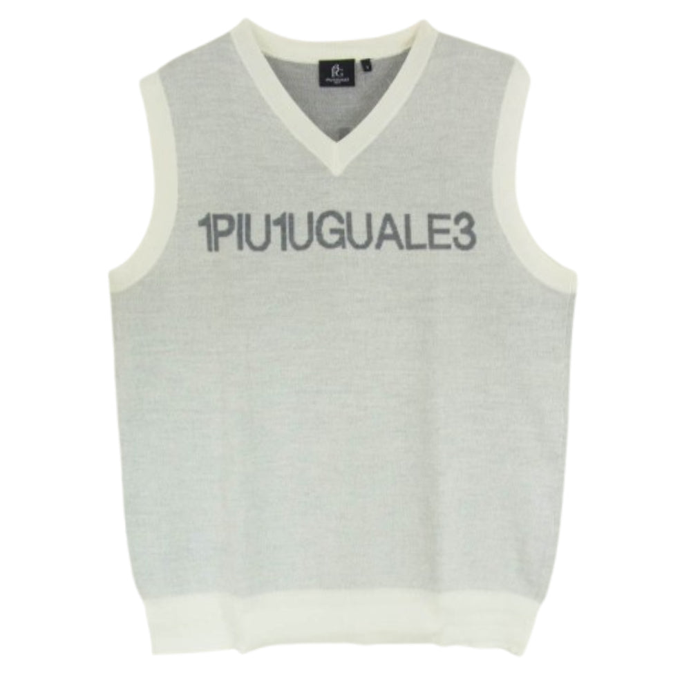 1piu1uguale3 ウノピュウノウグァーレトレ GOLF ゴルフ GRK068 WOA018 G.KNITVEST MESSAGGIO ロゴ ニット ベスト オフホワイト系 V【中古】