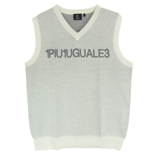 1piu1uguale3 ウノピュウノウグァーレトレ GOLF ゴルフ GRK068 WOA018 G.KNITVEST MESSAGGIO ロゴ ニット ベスト オフホワイト系 V【中古】