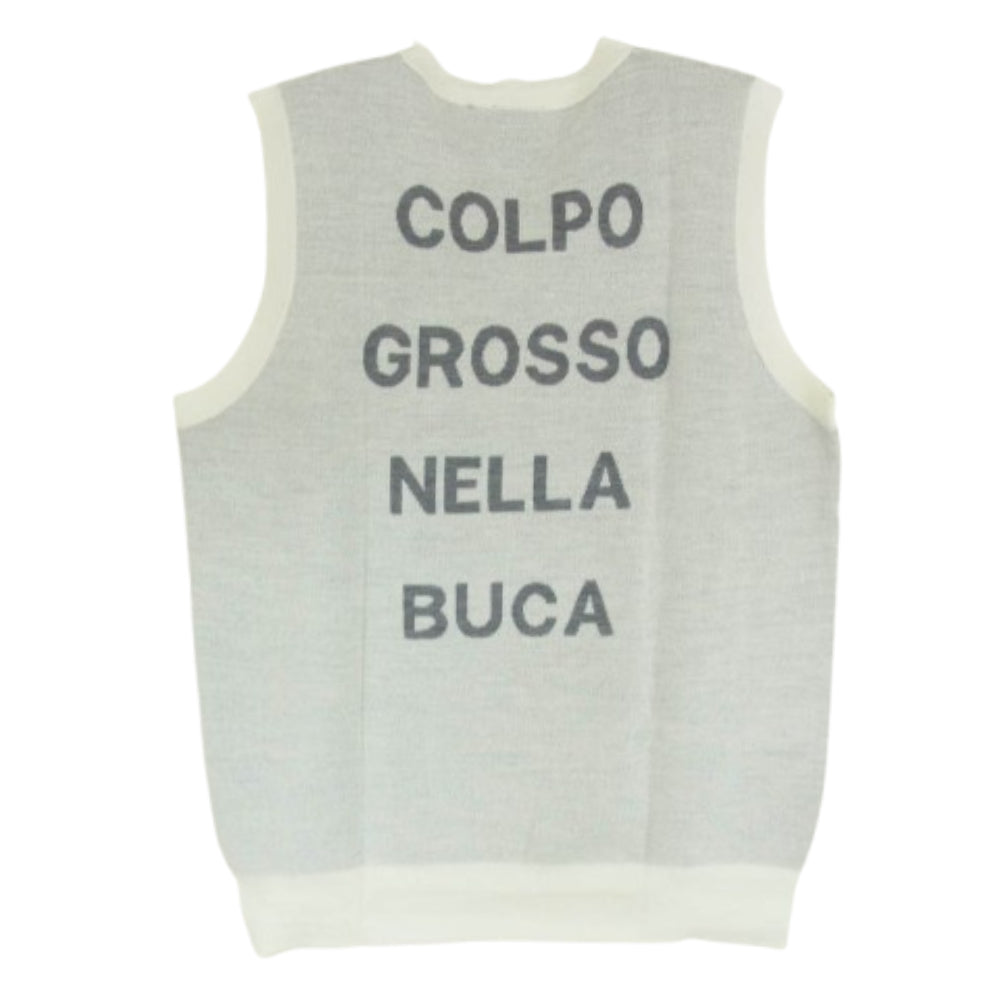1piu1uguale3 ウノピュウノウグァーレトレ GOLF ゴルフ GRK068 WOA018 G.KNITVEST MESSAGGIO ロゴ ニット ベスト オフホワイト系 V【中古】