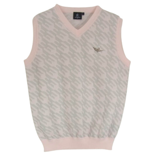 1piu1uguale3 ウノピュウノウグァーレトレ GOLF ゴルフ GRK029 POE341 HIROKUNI TOGA 戸賀敬城 KNIT VEST Vネック ニット ベスト ピンク系 V【美品】【中古】