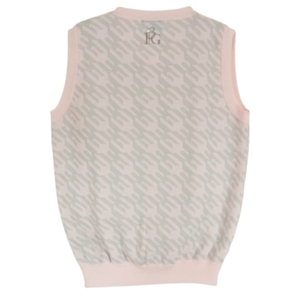 1piu1uguale3 ウノピュウノウグァーレトレ GOLF ゴルフ GRK029 POE341 HIROKUNI TOGA 戸賀敬城 KNIT VEST Vネック ニット ベスト ピンク系 V【美品】【中古】