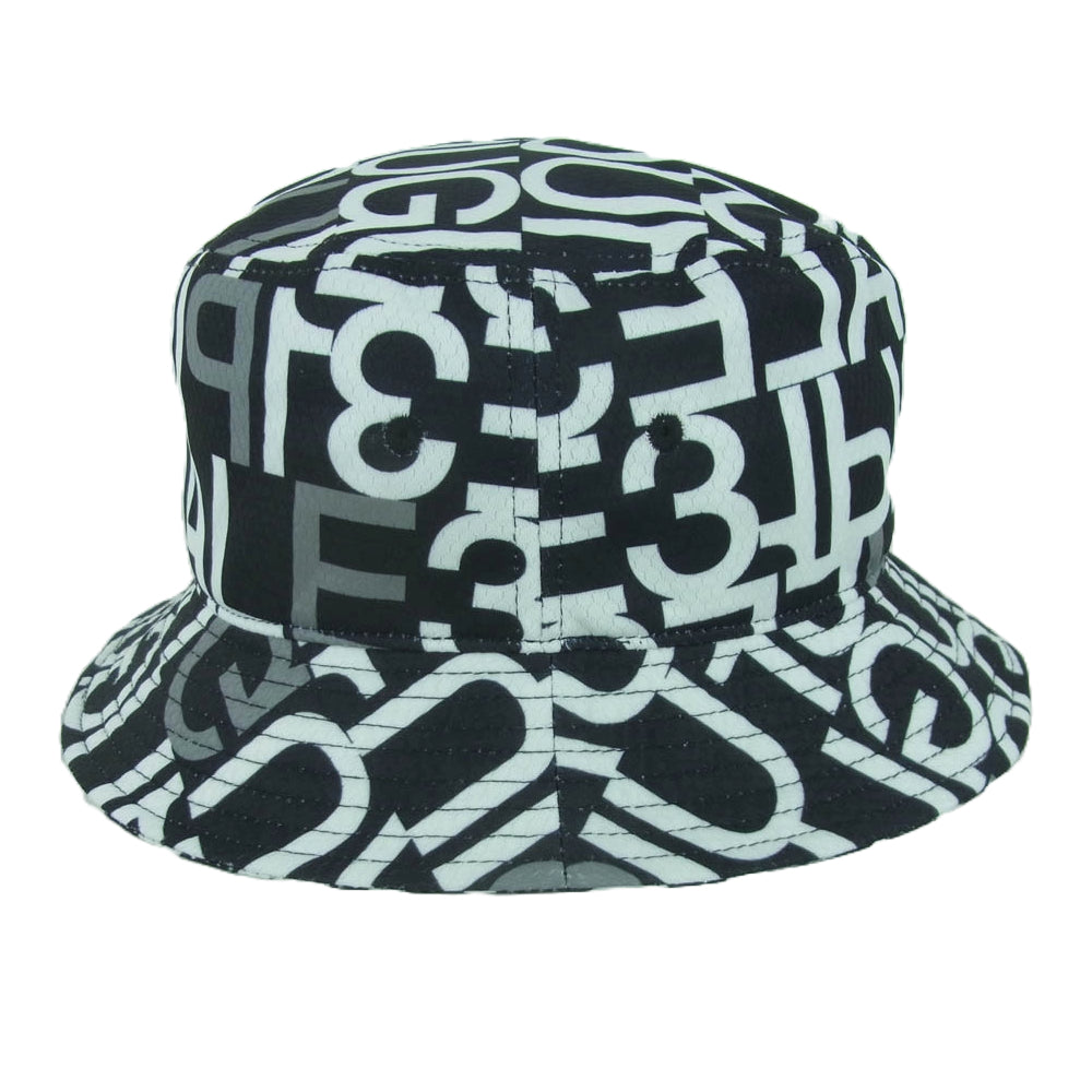 1piu1uguale3 ウノピュウノウグァーレトレ GRG302 POE398 BUCKET HAT FULL LOGO MIX フルロゴ ミックス バケットハット 帽子 ブラック系 ホワイト系 99 F【中古】