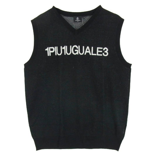 1piu1uguale3 ウノピュウノウグァーレトレ GOLF ゴルフ GRK068 WOA018 G.KNITVEST MESSAGGIO ロゴ ニット ベスト ブラック系 VI【中古】