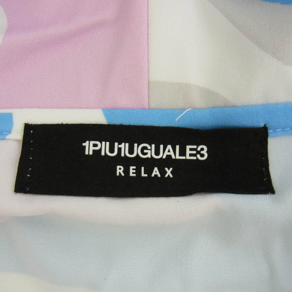 1piu1uguale3 ウノピュウノウグァーレトレ RELAX リラックス カモフラ 館ロゴ フルジップ パーカー ショーツ ハーフパンツ スウェット セットアップ ピンク×ブルー マルチカラー系 上下：XL【中古】
