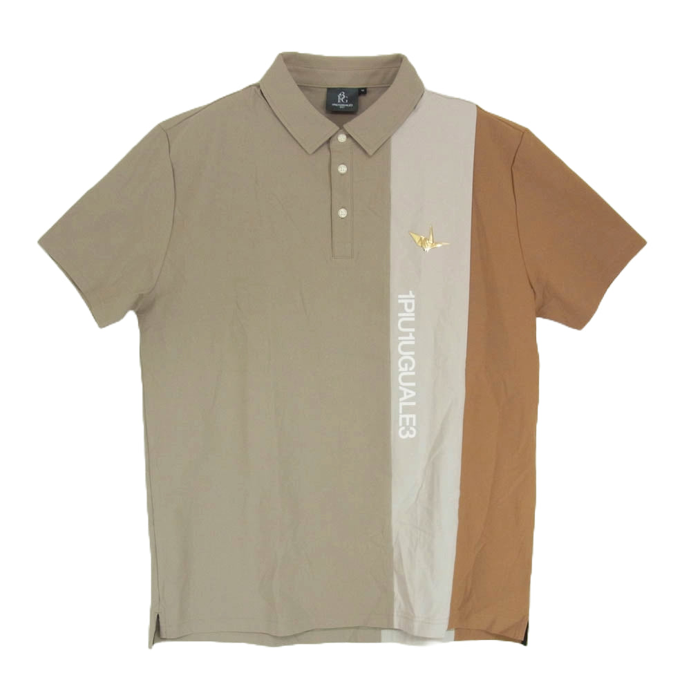 1piu1uguale3 ウノピュウノウグァーレトレ GRT129 NYU061 GOLF ゴルフ S/S POLO STRIPE SWITCH ストライプ 半袖 ポロシャツ ブラウン系 VI【中古】