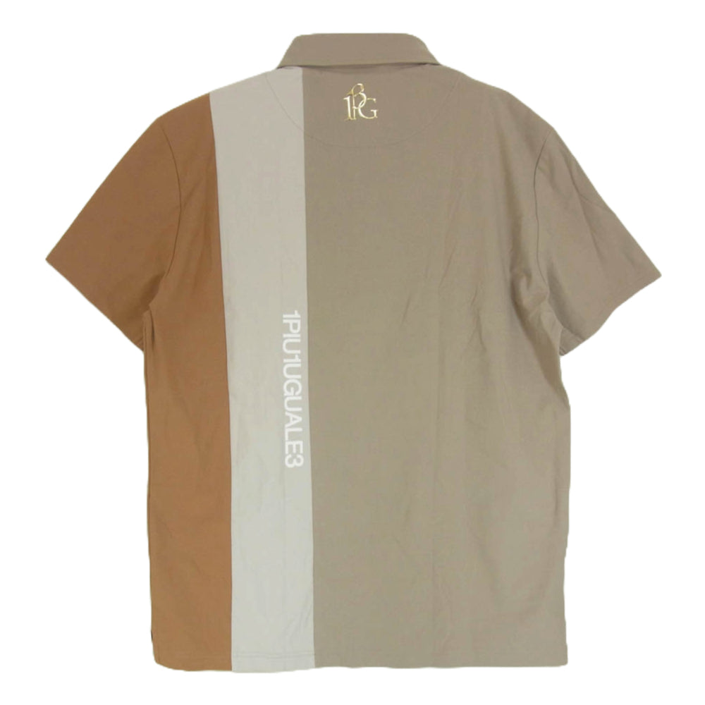 1piu1uguale3 ウノピュウノウグァーレトレ GRT129 NYU061 GOLF ゴルフ S/S POLO STRIPE SWITCH ストライプ 半袖 ポロシャツ ブラウン系 VI【中古】