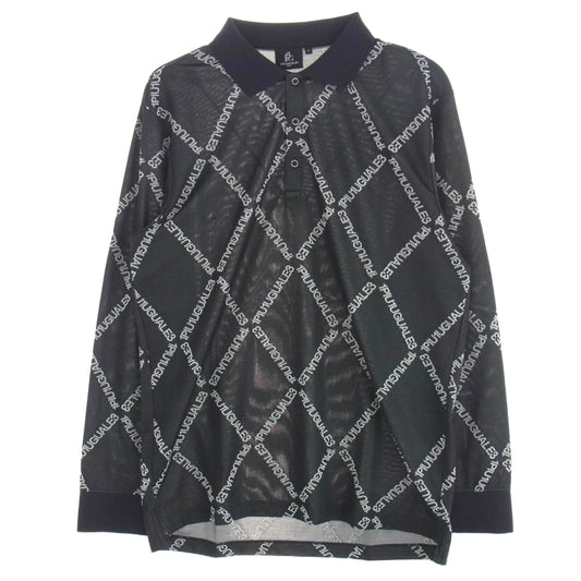 1piu1uguale3 ウノピュウノウグァーレトレ GRK065 POE457 GOLF ゴルフ ARGYLE LOGO L/S アーガイル ロゴ ロングスリーブ 長袖 ポロシャツ ブラック系 V【中古】
