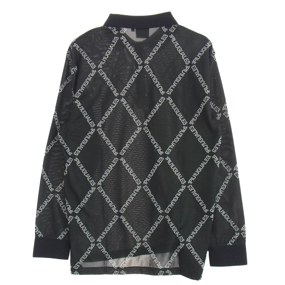 1piu1uguale3 ウノピュウノウグァーレトレ GRK065 POE457 GOLF ゴルフ ARGYLE LOGO L/S アーガイル ロゴ ロングスリーブ 長袖 ポロシャツ ブラック系 V【中古】