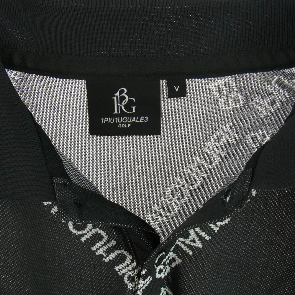 1piu1uguale3 ウノピュウノウグァーレトレ GRK065 POE457 GOLF ゴルフ ARGYLE LOGO L/S アーガイル ロゴ ロングスリーブ 長袖 ポロシャツ ブラック系 V【中古】
