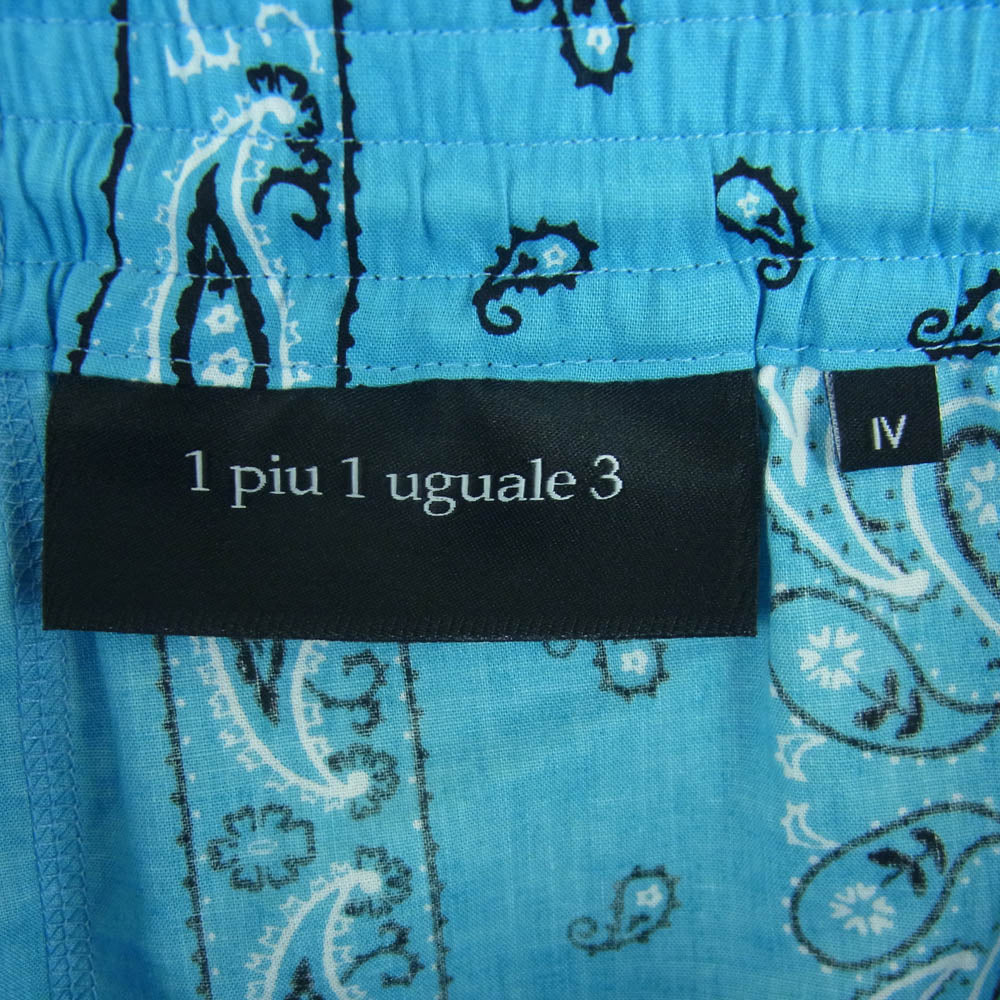 1piu1uguale3 ウノピュウノウグァーレトレ MRP527 COT349 HOLIDAY SHORTS ホリデー ペイズリー バンダナ ショーツ ハーフ ショート パンツ ライトブルー系 4【中古】