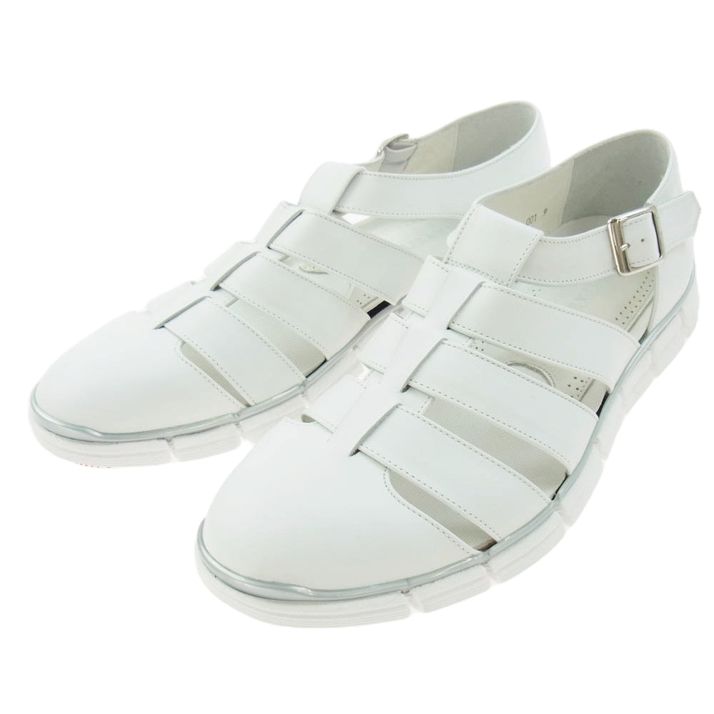 1piu1uguale3 ウノピュウノウグァーレトレ 113 GURKA SHOES グルカ サンダル レザー シューズ スニーカー ホワイト系 9【美品】【中古】