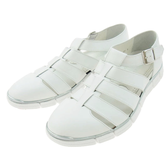 1piu1uguale3 ウノピュウノウグァーレトレ 113 GURKA SHOES グルカ サンダル レザー シューズ スニーカー ホワイト系 9【美品】【中古】