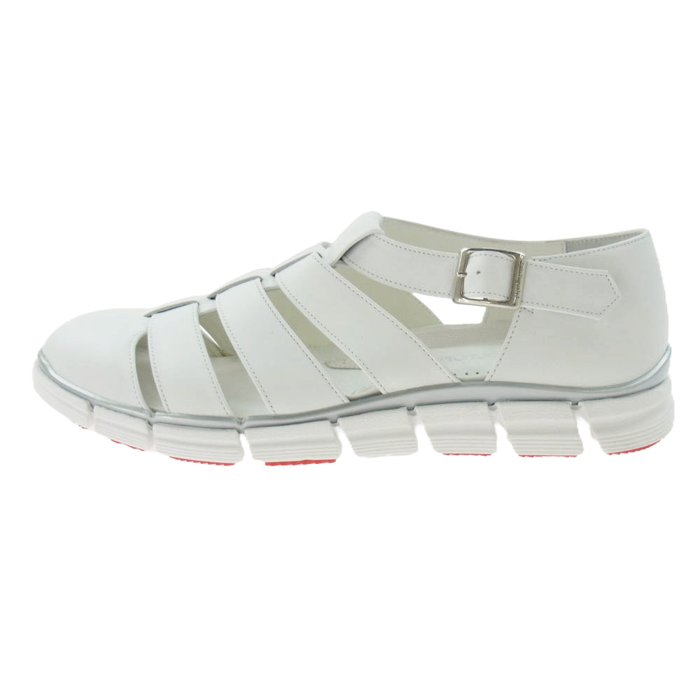 1piu1uguale3 ウノピュウノウグァーレトレ 113 GURKA SHOES グルカ サンダル レザー シューズ スニーカー ホワイト系 9【美品】【中古】