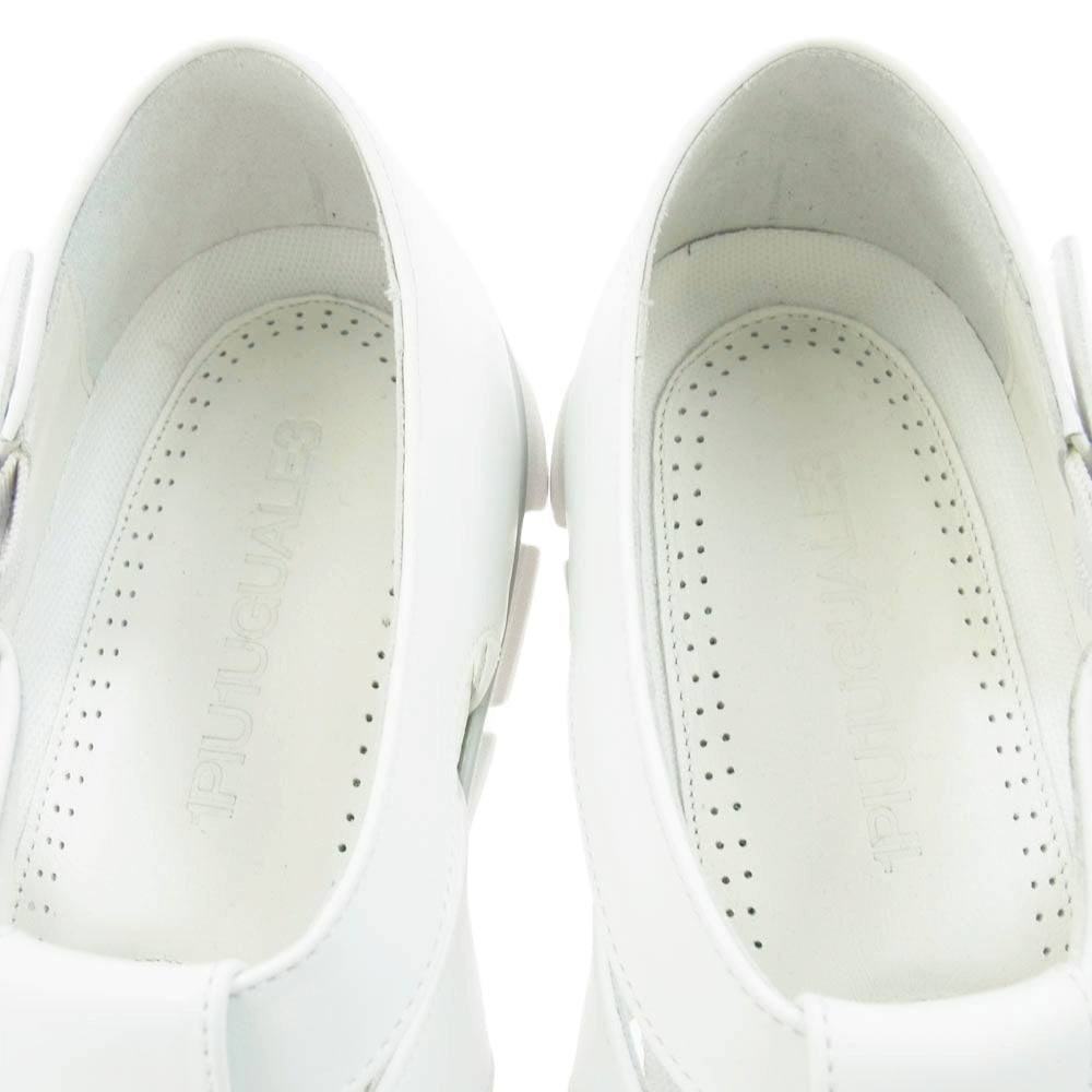 1piu1uguale3 ウノピュウノウグァーレトレ 113 GURKA SHOES グルカ サンダル レザー シューズ スニーカー ホワイト系 9【美品】【中古】