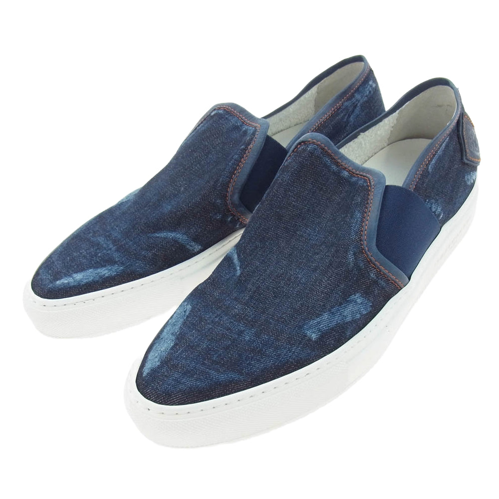 1piu1uguale3 ウノピュウノウグァーレトレ PHILIPPE MODEL フィリップモデル別注 TROPEZ DENIM USED加工 デニム スリッポン シューズ ダークネイビー系 42【美品】【中古】