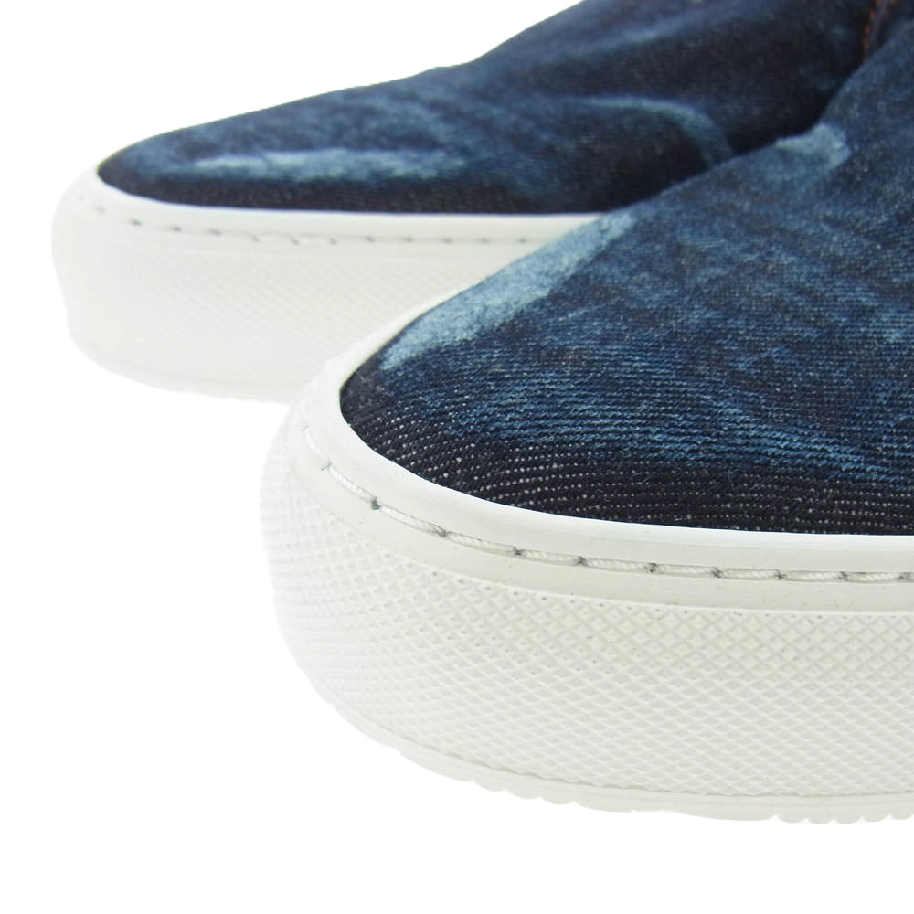 1piu1uguale3 ウノピュウノウグァーレトレ PHILIPPE MODEL フィリップモデル別注 TROPEZ DENIM USED加工 デニム スリッポン シューズ ダークネイビー系 42【美品】【中古】