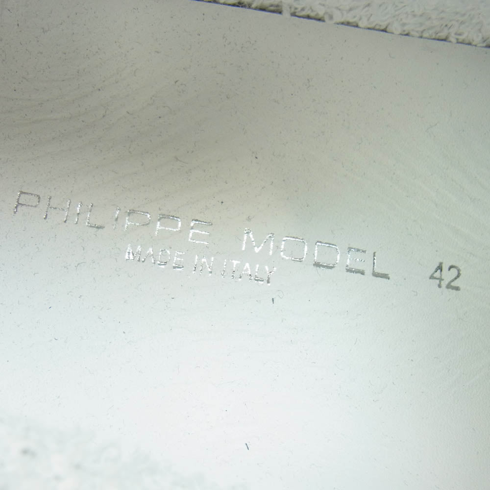 1piu1uguale3 ウノピュウノウグァーレトレ PHILIPPE MODEL フィリップモデル別注 TROPEZ DENIM USED加工 デニム スリッポン シューズ ダークネイビー系 42【美品】【中古】