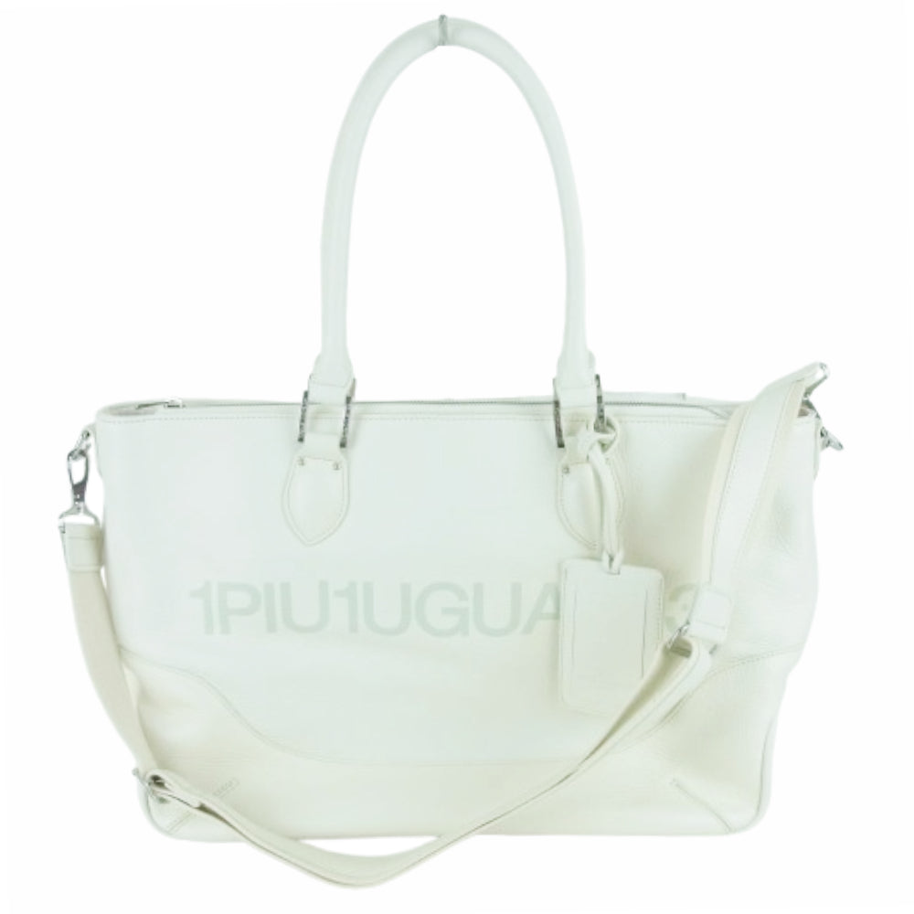 1piu1uguale3 ウノピュウノウグァーレトレ PELLE MORBIDA ペッレ モルビダ 別注 シュリンクレザー トート バッグ オフホワイト系【中古】