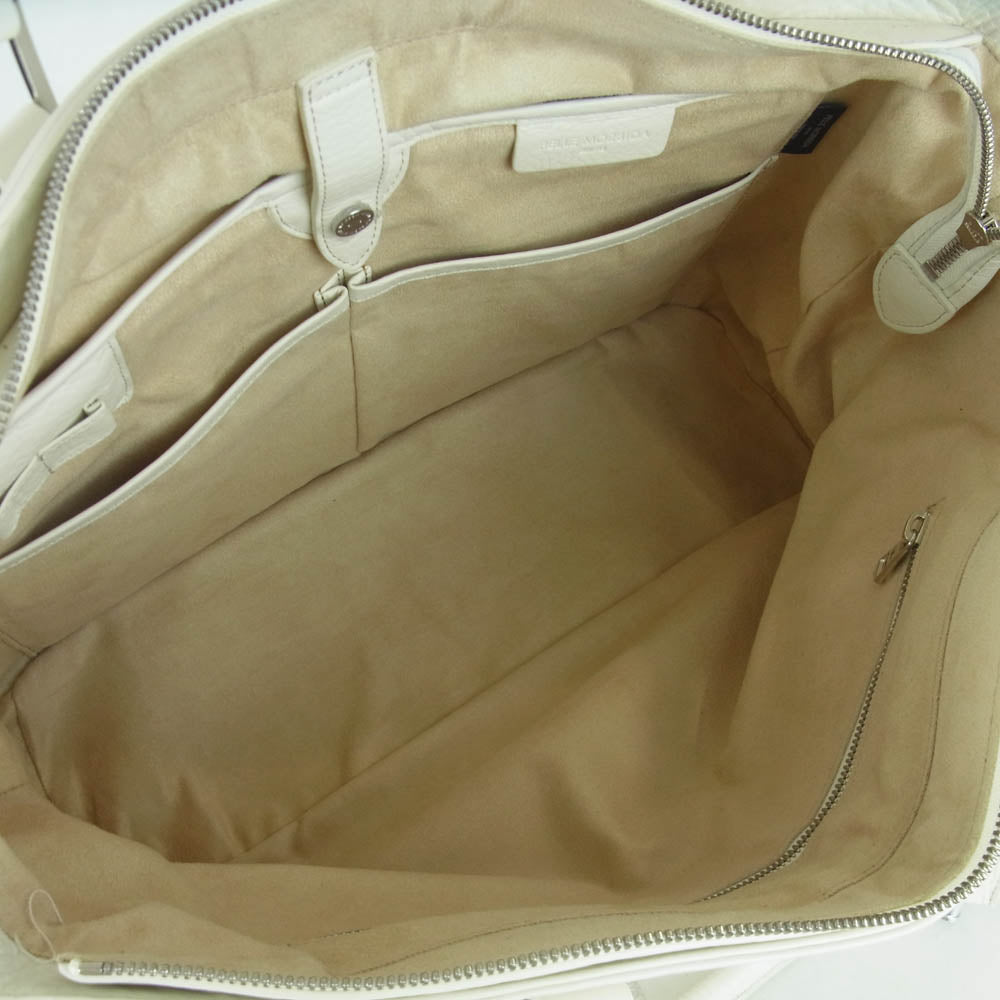 1piu1uguale3 ウノピュウノウグァーレトレ PELLE MORBIDA ペッレ モルビダ 別注 シュリンクレザー トート バッグ オフホワイト系【中古】