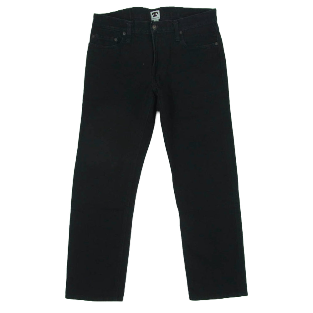 テラソン USA製 ブラック デニム パンツ コットン 牛革 ブラック系 34【中古】
