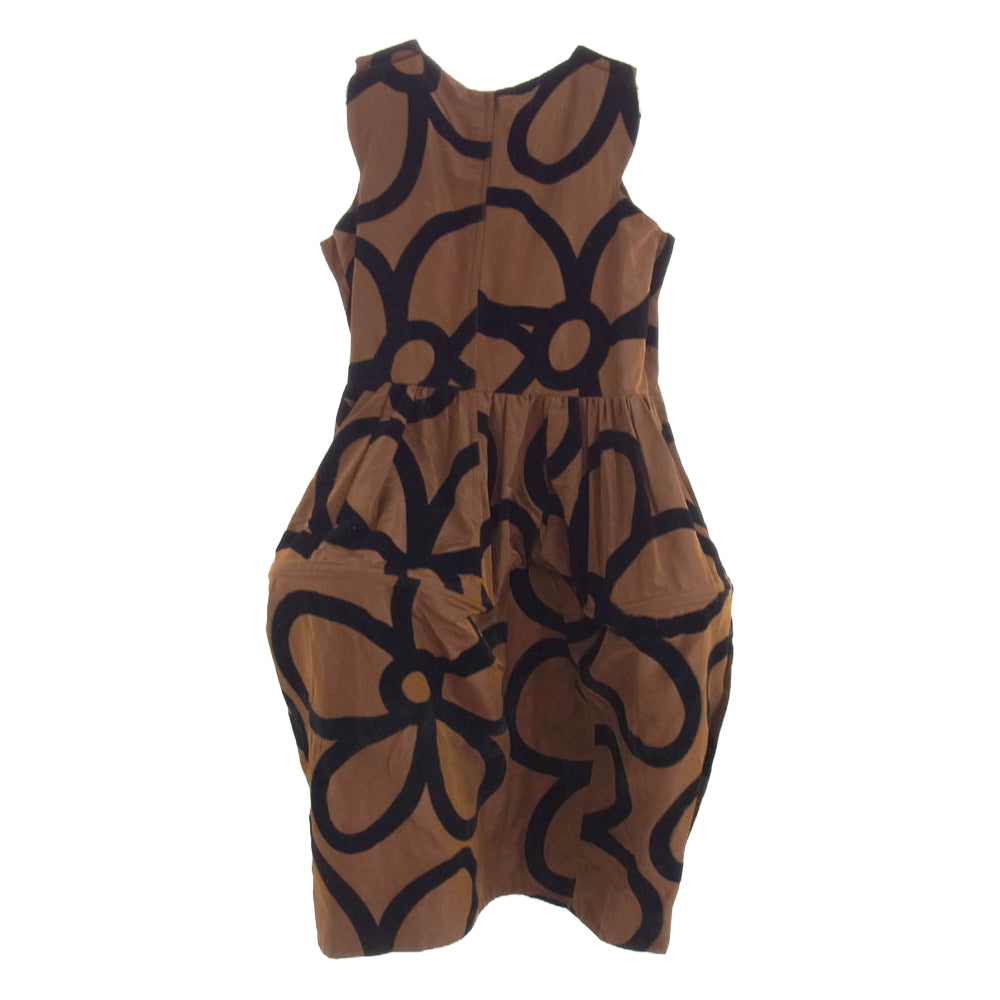 COMME des GARCONS コムデギャルソン 22SS GI-O015 フロッキー加工 ワイヤー フラワー 花柄 総柄 バルーン ワンピース ドレス ブラウン系 XS【中古】