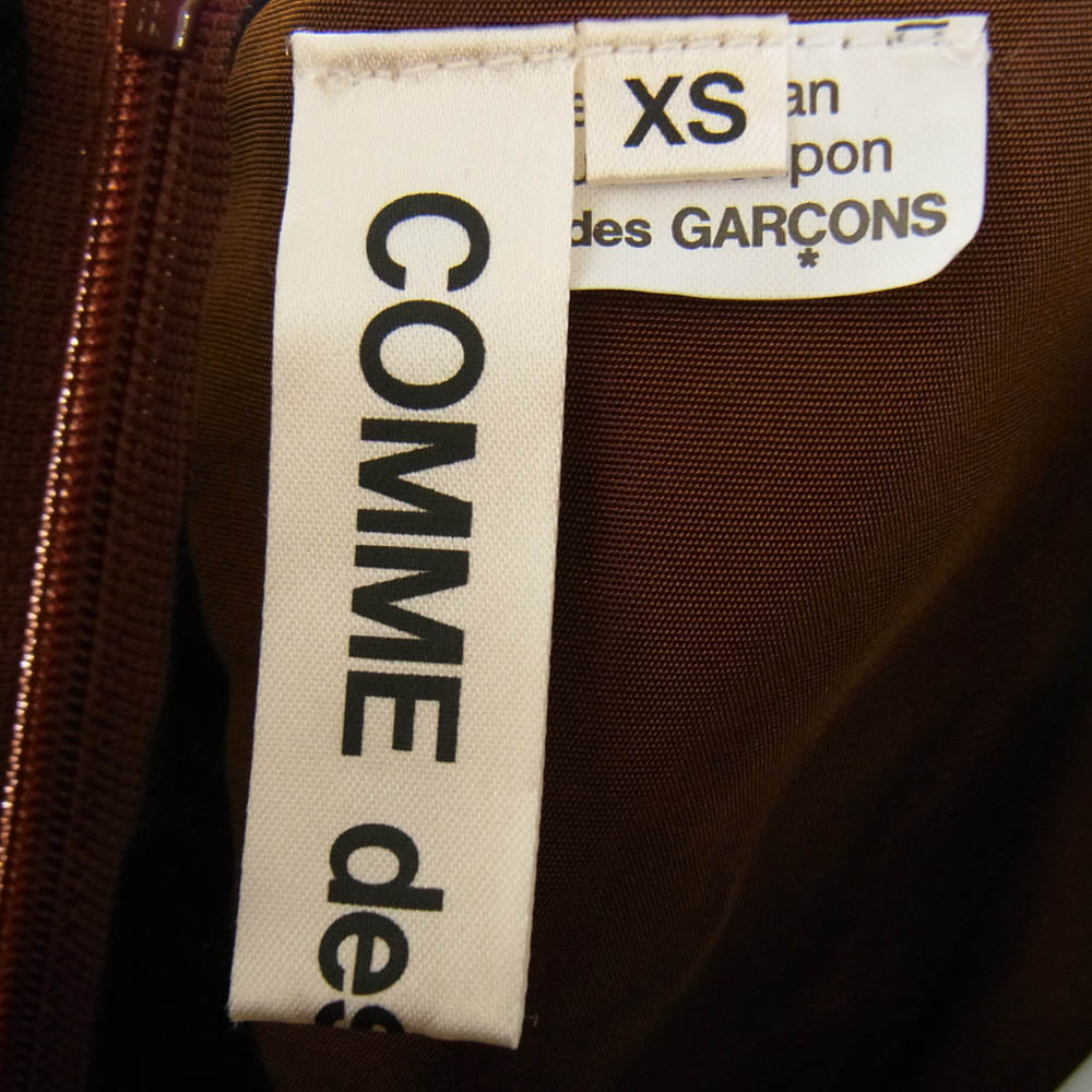 COMME des GARCONS コムデギャルソン 22SS GI-O015 フロッキー加工 ワイヤー フラワー 花柄 総柄 バルーン ワンピース ドレス ブラウン系 XS【中古】