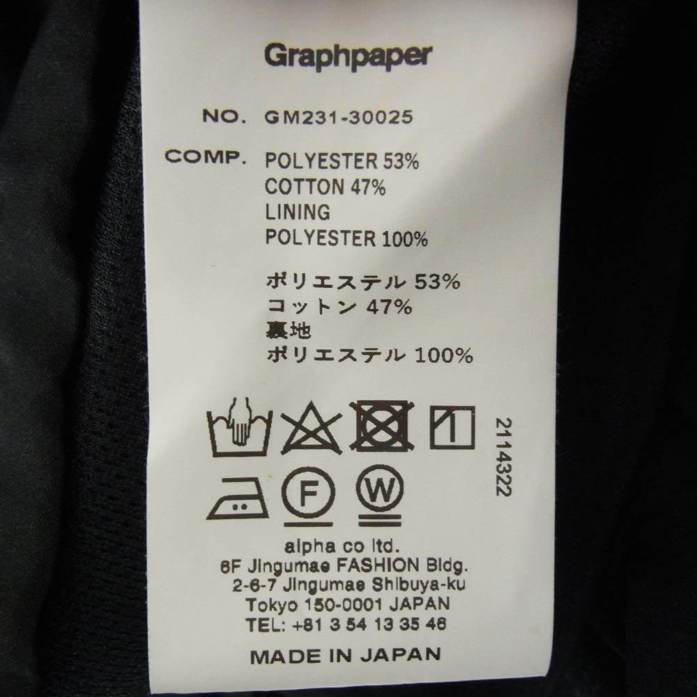 GRAPHPAPER グラフペーパー 23SS GM231-30025 Semi-Dull Poplin Stand Collar Blouson セミダルポプリン スタンド カラー ブルゾン ブラック系 2【中古】