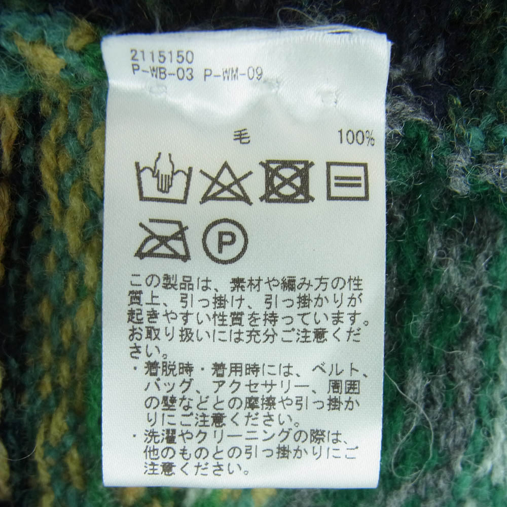 ジャミーソンズ BEAMS ビームス 別注 英国製 パッチワーク マルチパターン クルー ニット フェアアイル セーター グリーン系 ダークネイビー系 サイズ表記なし【中古】