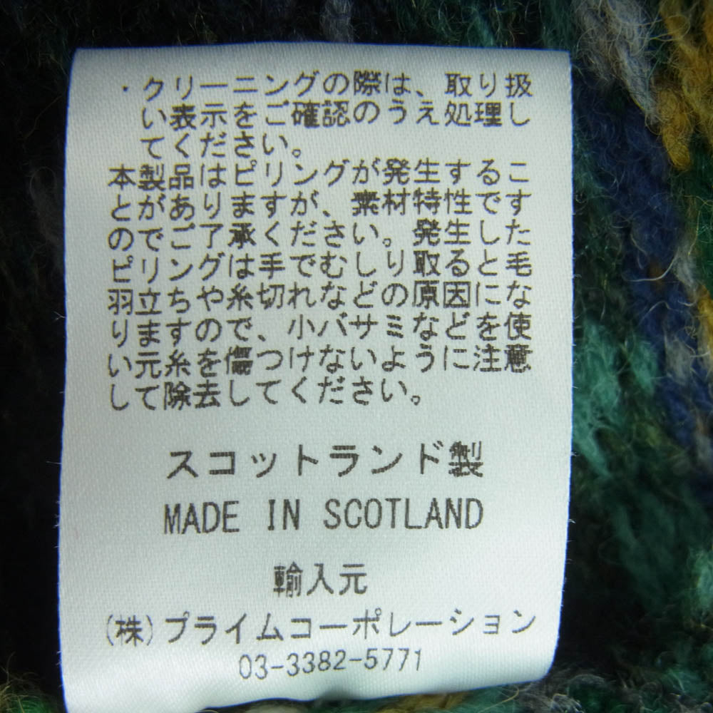 ジャミーソンズ BEAMS ビームス 別注 英国製 パッチワーク マルチパターン クルー ニット フェアアイル セーター グリーン系 ダークネイビー系 サイズ表記なし【中古】