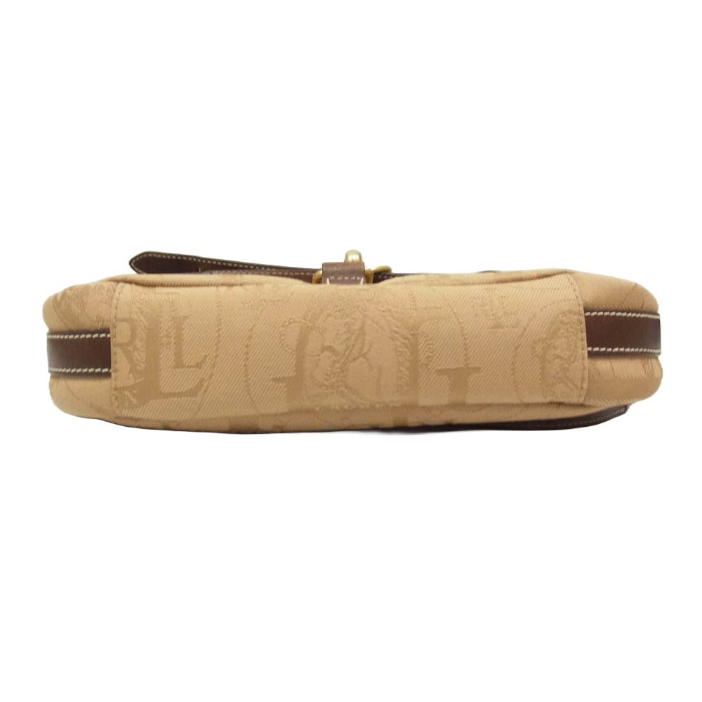 RALPH LAUREN ラルフローレン ロゴ総柄 レザー キャンバス ショルダー バッグ ブラウン系【中古】