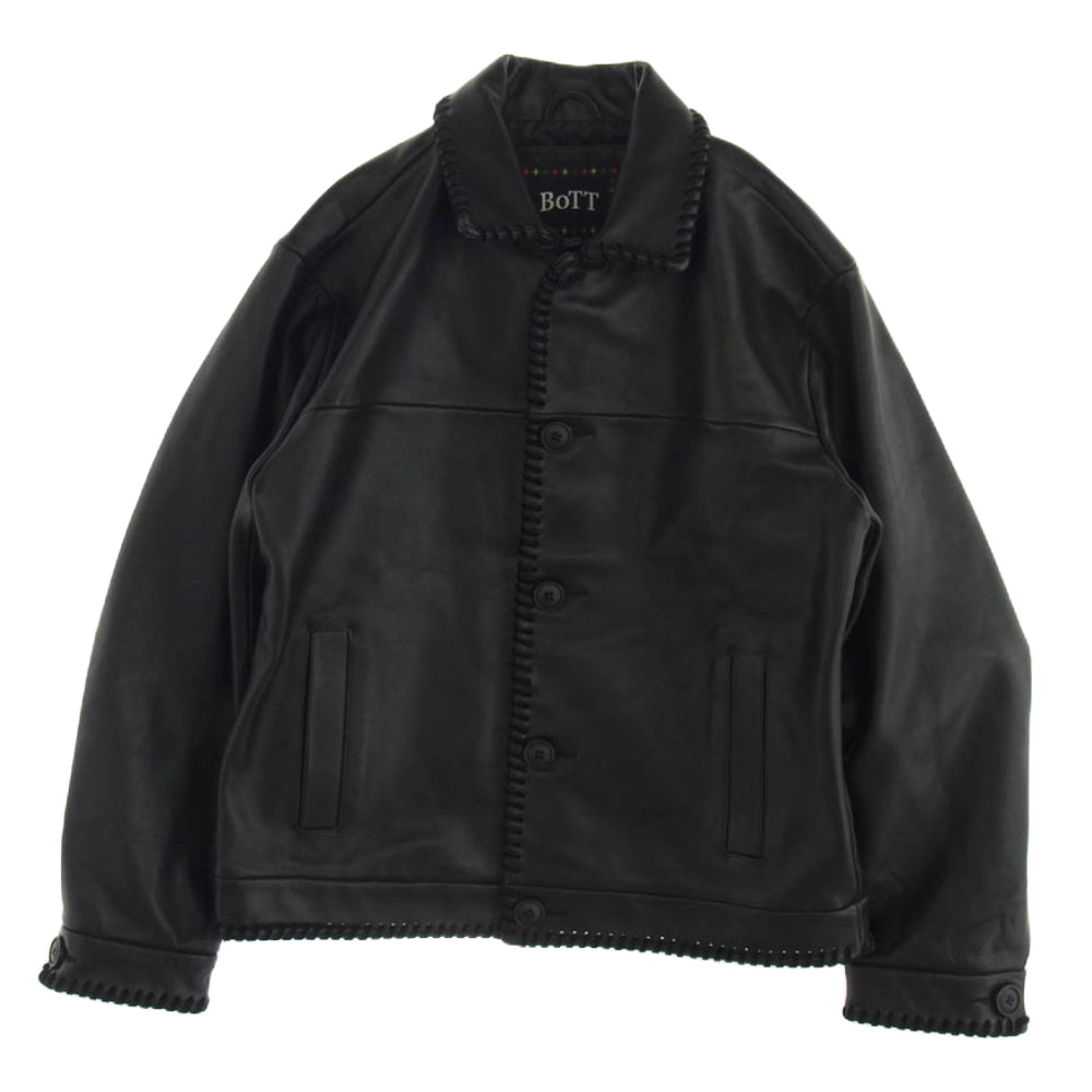 BOTT ボット 243BoTT05 Stitched Leather Jacket ステッチ レザー ジャケット ブラック系 M【中古】