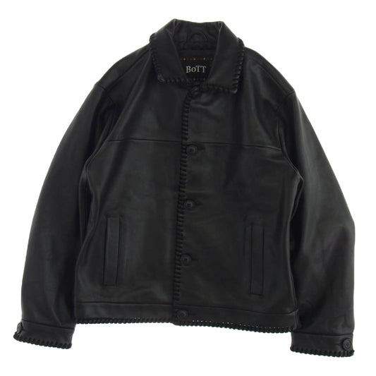 BOTT ボット 243BoTT05 Stitched Leather Jacket ステッチ レザー ジャケット ブラック系 M【中古】