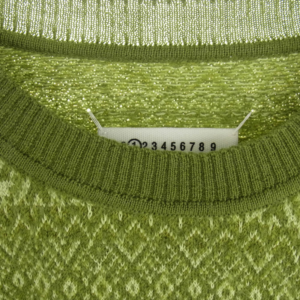 MAISON MARGIELA メゾンマルジェラ 22SS S51HA1179 S18004 1ライン 四つタグ ダメージ加工 ウール ニット セーター ライトグリーン系 L【中古】