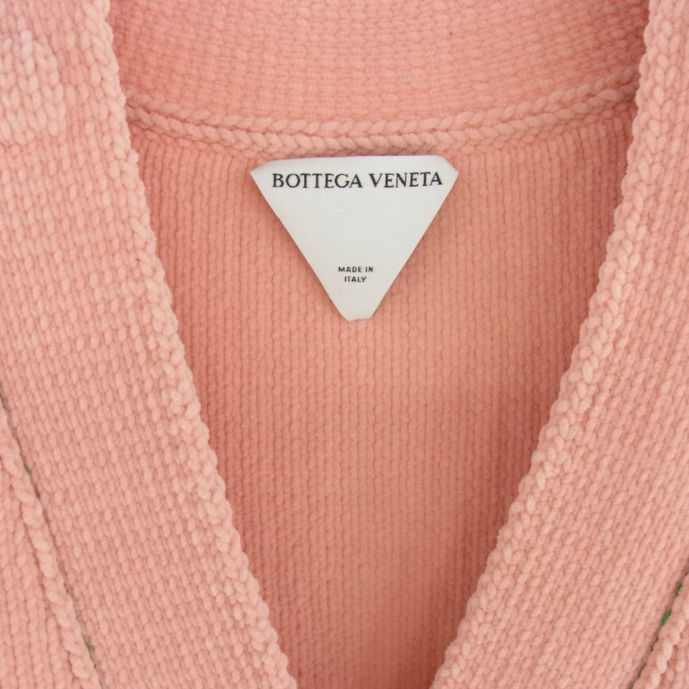 BOTTEGAVENETA ボッテガヴェネタ 689713 V1OX0 エンボスロゴ ローゲージ ナイロン ニット カーディガン サーモンピンク系 S【中古】