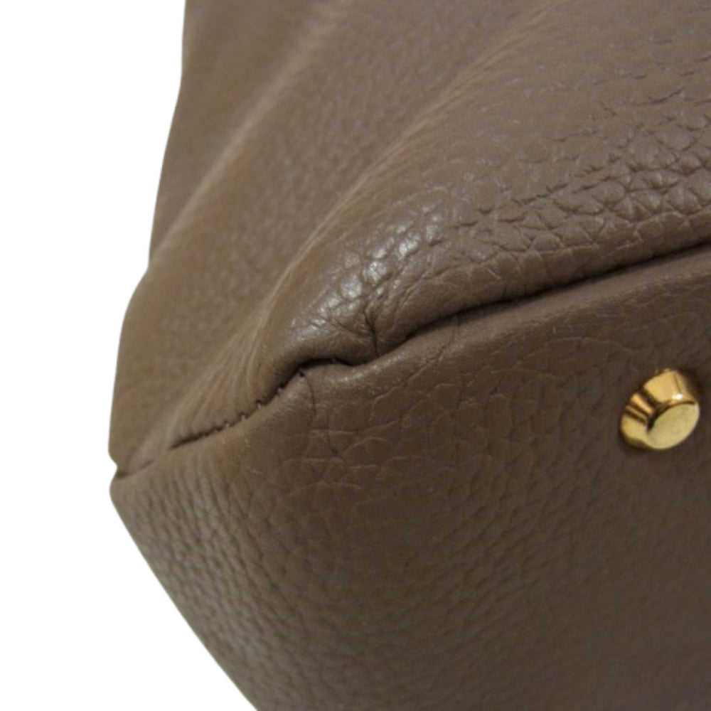 アタオ ロゴ レザー トート ショルダー バッグ ブラウン系【中古】